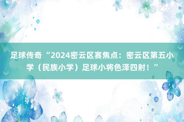 足球传奇 “2024密云区赛焦点：密云区第五小学（民族小学）足球小将色泽四射！”