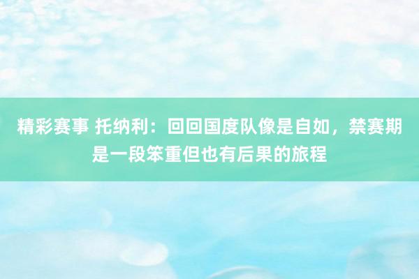 精彩赛事 托纳利：回回国度队像是自如，禁赛期是一段笨重但也有后果的旅程