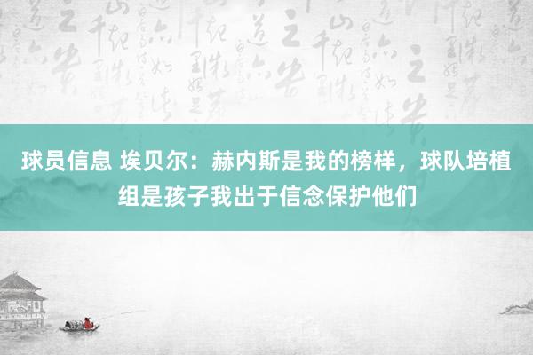 球员信息 埃贝尔：赫内斯是我的榜样，球队培植组是孩子我出于信念保护他们