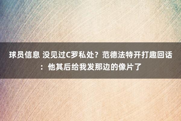 球员信息 没见过C罗私处？范德法特开打趣回话：他其后给我发那边的像片了