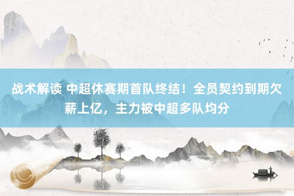 战术解读 中超休赛期首队终结！全员契约到期欠薪上亿，主力被中超多队均分